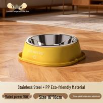 Šildomas vandens ir maisto dozatorius katėms: Izoliuotas dubuo ir jogurto gaminimo aparatas žiemai Yellow Constant Temperature Water Bowl brown