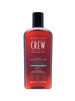 American Crew 3 viename arbatmedžio, ramunėlių ir pušies, plaukų šampūnas, kondicionierius ir dušo želė, 3 viename, drėkinamasis, 450 ml
