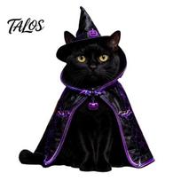 Adjustable Cat Clothing Halloween Witch Costume, Cute Ghost Cloak, Funny Pet Festival Outfit Outfit, Kitty Cosplay Cape for Holiday Party Accessories C black
