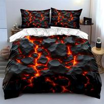3Pcs Lava Crack Print Bedding Set, Volcano Magma Texture Duvet Cover + 2 Pillowcases, Soft Polyester for Teens Bedroom, Gifts US Full 200X230cm gray
