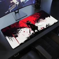 Japanese Samurai Desk Mat XXL Black and White Gaming keyboard mat large Oni Samurai extended deskpad Ghost of Tsushima Mousepad 30cmx60cm(11.8x23.6inch)