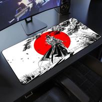 Japanese Samurai Desk Mat XXL Black and White Gaming keyboard mat large Oni Samurai extended deskpad Ghost of Tsushima Mousepad 30cmx60cm(11.8x23.6inch)
