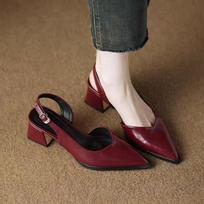 Aukštakulnės Basutės Moteriški Batai Smailus Pirštas Su Kulnu Seklūs Vasaros Trend Loaferiai Slingback Batai Elegantiški Suknelės Bateliai Mujer 35 vyno raudonos spalvos