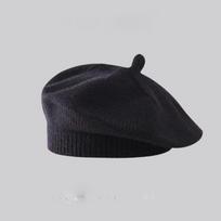 Japanese-Korean Children's Wool Beret: Painter Knit Hat for Boys & Girls 42-52cm (4-8 months) black