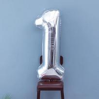 32-Inch Silver Large Number Foil Balloon for Birthdays and Photos