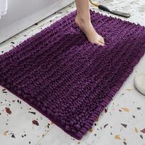 Šenilinė vonios durų kilimėlis Super sugeriantis vandenį Neslystantis Atsparus nešvarumams Namų grindų kilimėlis tualetui, prausyklai, voniai 1PC 43X120cm violetinė