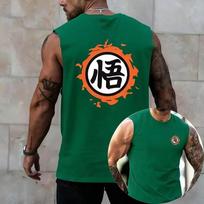 2026 m. vasaros Dragon Ball Goku  Go  kanji marškinėliai be rankovių vyriški tamsiai mėlyni greitai džiūstantys kasdieniai gatvės drabužiai sporto salės liemenė S black