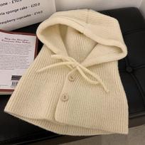 Korean balaclava hat for women winter warm hat scarf one-piece knitted ear protection woolen hat knitted hat average size 55-58cm beige