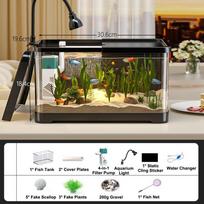 Naujas skaidrus 360 laipsnių akvariumas su LED apšvietimu, galingu filtru, žuvų bakas, daugiafunkcinis su vandens siurbliu, vėžlių bakas, žuvų dekoravimui