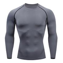 2026 Men Compression Running T-shirt Fitness Tight Long Sleeve Sport Shirts Training Jogging Tops Gym Sportswear Dry Fit Rashgard M gray
