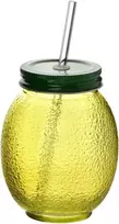 Mondex MODERN KITCHEN stiklinis puodelis su stikliniu šiaudeliu 550ml 6,5x10x13cm