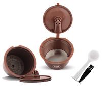 Reusable Coffee Capsule For Dolce Gusto Coffee Filter Cup Filters Compatible For dolcegusto With Spoon Brush Kitchen Accessories brown