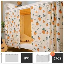 2025 Printed Student Dormitory Beds Curtains Canopy with Rope Clasp College Shade Cloth Mosquito Nets Dustproof 1.15/1.35m High W200 X L115cm (1pc) orange