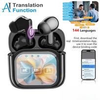 Realaus laiko vertėjų ausinės su lietimui jautriu ekranu 144 kalbų vertimas Bluetooth 5.4 ausinės triukšmą slopinantis laisvų rankų įrenginys with AI Translation juoda