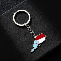 Retro South Yemen Map Flag Keychain - Ethnic Style Titanium Steel Accessory for Men & Women black