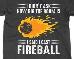 Cast Fireball T-Shirt, Funny dungeons + dragons Tee 3XL yellow