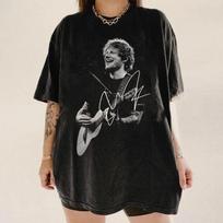 Vintažiniai skalbti Ed Sheeran Britų Dainininkas Muzikos Prekės Gerbėjo Dovana Grafinis Oversize Marškinėliai Vyrams Moterims Spausdinti Marškinėliai Vasaros Laisvalaikio Mados Drabužiai Unisex L gray