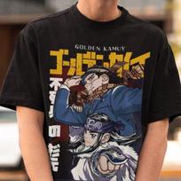 Vintage Anime T-shirt: Golden Kamuy Manga Unisex Tee 140 blue