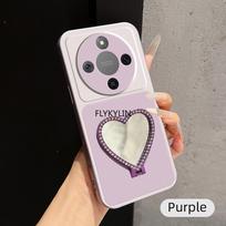For Honor Magic 8 Lite Heart Mirror Stand Bracket Phone Case For Honor Magic 8 7 6 Pro Lite Candy PU Lambskin Leather Soft Cover Honor Magic7 white