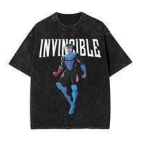 Mark Grayson Invincible Graphic T-Shirt Manga Print T-shirt Washed Oversized T Shirt Men Women Clothing Short Sleeve Cotton Tees S black