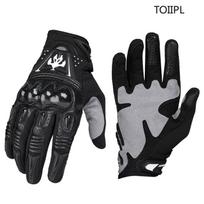 Men's Genuine Sheepskin Leather Motorcycle Gloves Racing Motocross Anti-Slip Protective Biker Riding Gloves Moto Accessories M gray