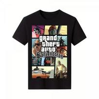 2026 GTA San Andreas įkvėpti unisex marškinėliai, kasdieniai apvalios apykaklės street wear marškinėliai XL black