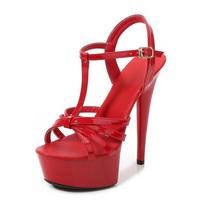 Modelis Catwalk Aukštakulniai Stiletto Sexy Platform Sandalai Moteriški Vasariniai Raudoni Crystal Batai Moteriški sandalai 43 raudona