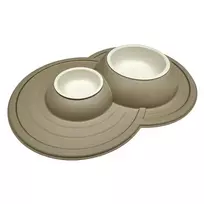 Comfy dvigubas dubenėlis gyvūnui SMART CLEAN, kreminis, 600+230 ml