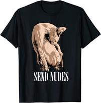 NAUJI RIBOTO LEIDIMO Juokingi Sfinksų beplaukiai katės Siųsk nuogalių marškinėliai Viršūnės Marškinėliai 4XL beige