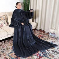 Wearable Blanket with Sleeves, Soft Fleece Snuggy Blanket Throw Wrap, Cozy Body Blanket with Front Pocket KTY mėlyna