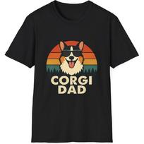 Corgi Dad T-Shirt, Dog Lovers, Gift for Pet Parents, Trendy Corgi Apparel, Father's Day T-Shirt XXXL juoda