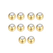 10 vnt. Nerūdijančio plieno keičiami rutuliukai su CZ cirkoniu Labret liežuvio žiedui Pilvo antakių auskarų vėrimo priedas Pasidaryk pats kūno papuošalai 16G  1.2 x3mm