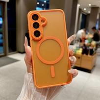 Skirta Samsung Galaxy A16 A17 A26 A36 A56 Prabangi Magsafe belaidžio įkrovimo dėklas Grūdintas stiklas su objektyvu Matinis Šarvuotas kietas dėklas For Galaxy A16 orange