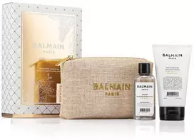 Balmain Professionnel Balmain Argan drėkinamasis plaukų eliksyras-plaukų aliejus 100 ml + Drėkinamasis plaukų formavimo kremas 150 ml + Professionnel GWP tekstilinis dėklas šviesiai rudas moterims