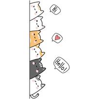 Vinyl Sticker Cartoon Cat Wall Stickers Cute Self Adhesive Door Sticker Plastic Nursery Stickers Bedroom beige