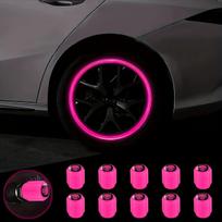 10 Fluorescent Tire Valve Stem Caps with Skull Design Universal Car Accessories Suitable for Cars SUVs Bicycles Trucks Motorcycles- Durable Plastic 10pcs raudona