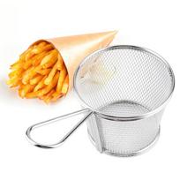 Mini Stainless Steel Chips Deep Fry Baskets Food Presentation Strainer Potato Cooking Tool beige