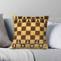 Wooden Chess Board With Figures Pillowcase Polyester Linen Velvet Pattern Zip Decorative Pillow Case Room Cushion Cover 30X30CM beige