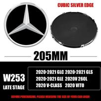 3D 185MM 205MM Priekinės grotelės Žvaigždės logotipas Emblema Ženklelis Automobilių aksesuarai Mercedes-Benz C/B/E klasei W206 W253 W213 GLC GLE V klasei black