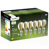 6X Led Bulb E14 Ball P45 4W = 40W 470Lm 4000K Neutral 360° Filament Lumiled