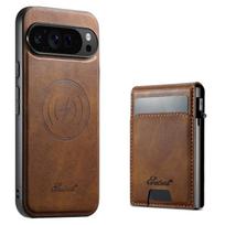 Belaidžio įkrovimo odinis dėklas Google Pixel 11 Pro XL Pixel10 9 8 7 6 8A 7A 6A, nuimama piniginė, kortelių laikiklis, magnetinis dangtelis Google Pixel 6