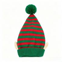 Elf Ear Christmas Hat Striped Knit Winter Warm Beanie For Men Women One Size blue