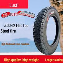 Plieninė Vielinė 8-kordė Elektrinio Triračio Padanga 16x4.0/400-12/3.75/3.00-12 6-Ply Steel Wire Tire 3.00-12 Outer Flat black