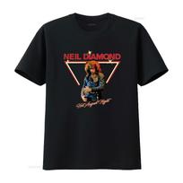 Vintage 70s Rock Neil Diamond Hot August Night Crunchy Granola Suite T Shirt Vintage Washed Breathable Casual M black