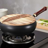 Traditional Chinese Wok Gas and Induction Compatible Carbon Steel Non Stir Fry Pan 28CM