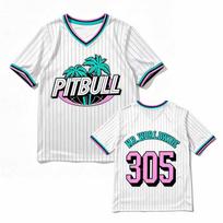 Pitbull Mr Worldwide 305 Spausdinti Marškinėliai Trumpomis Rankovėmis V-Kaklas Tinklelio Marškinėliai Vyrams Moterims Hip Hop Gatvės Apranga Laisvalaikio Vasariniai Marškinėliai XS white