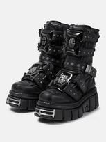 Nauja žvaigždė Tas pats tamsus Goth vidutinio ilgio batai su metalinėmis kniedėmis ir raišteliais Vyriški ir moteriški platforminiai Punk batai Mada 40 black