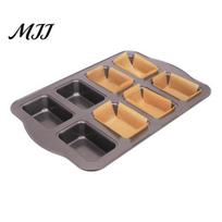 Easy Release Mini Meatloaf Baking Pan 8-Cavity Loaf Set with 200Pcs Parchment Liners, Nonstick Tins for Cinnamon Buns Bakeware Rectangle Bread 1 Set beige