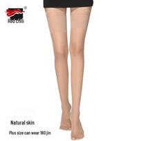 Women's Black Non-Slip Thigh-High Red Pepper Socks - Thin, Anti-Snag, Durable, JK Style. One Size beige