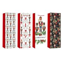 Dovanų maišelis buteliui „XMAS NUTCRACKER“, 12x36x9 cm, įvairių spalvų